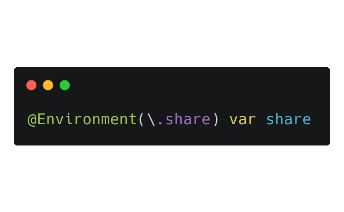 Custom @Environment value for share actions
